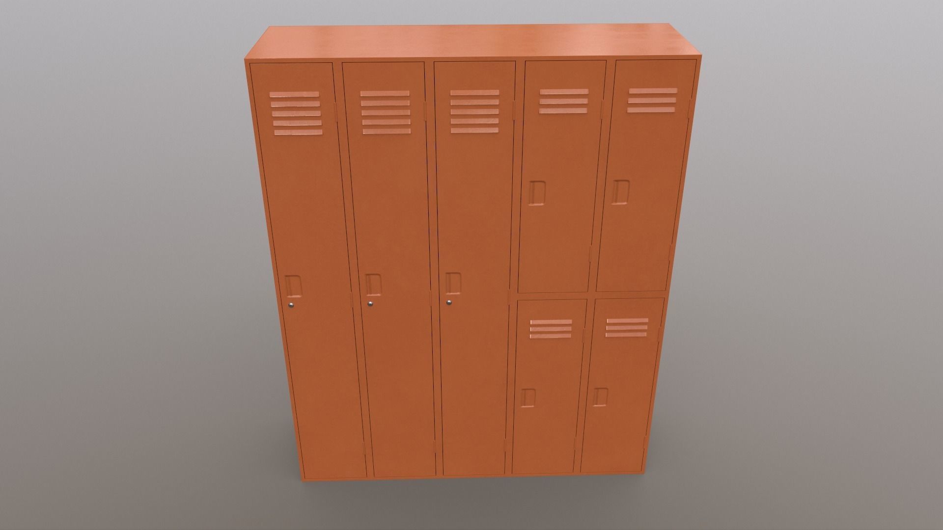 PBR School Gym Locker 07 - Orange Low-poly 3D model_2