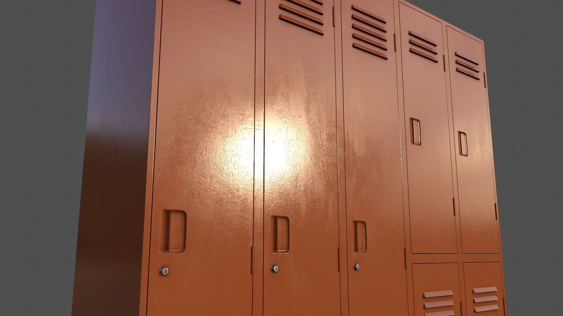 PBR School Gym Locker 07 - Orange Low-poly 3D model_17