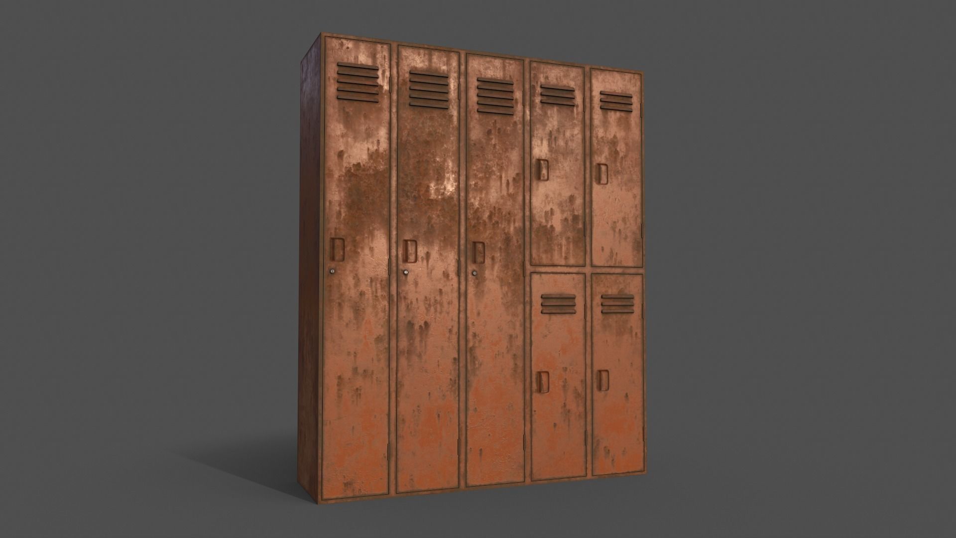 PBR School Gym Locker 07 - Orange Low-poly 3D model_13