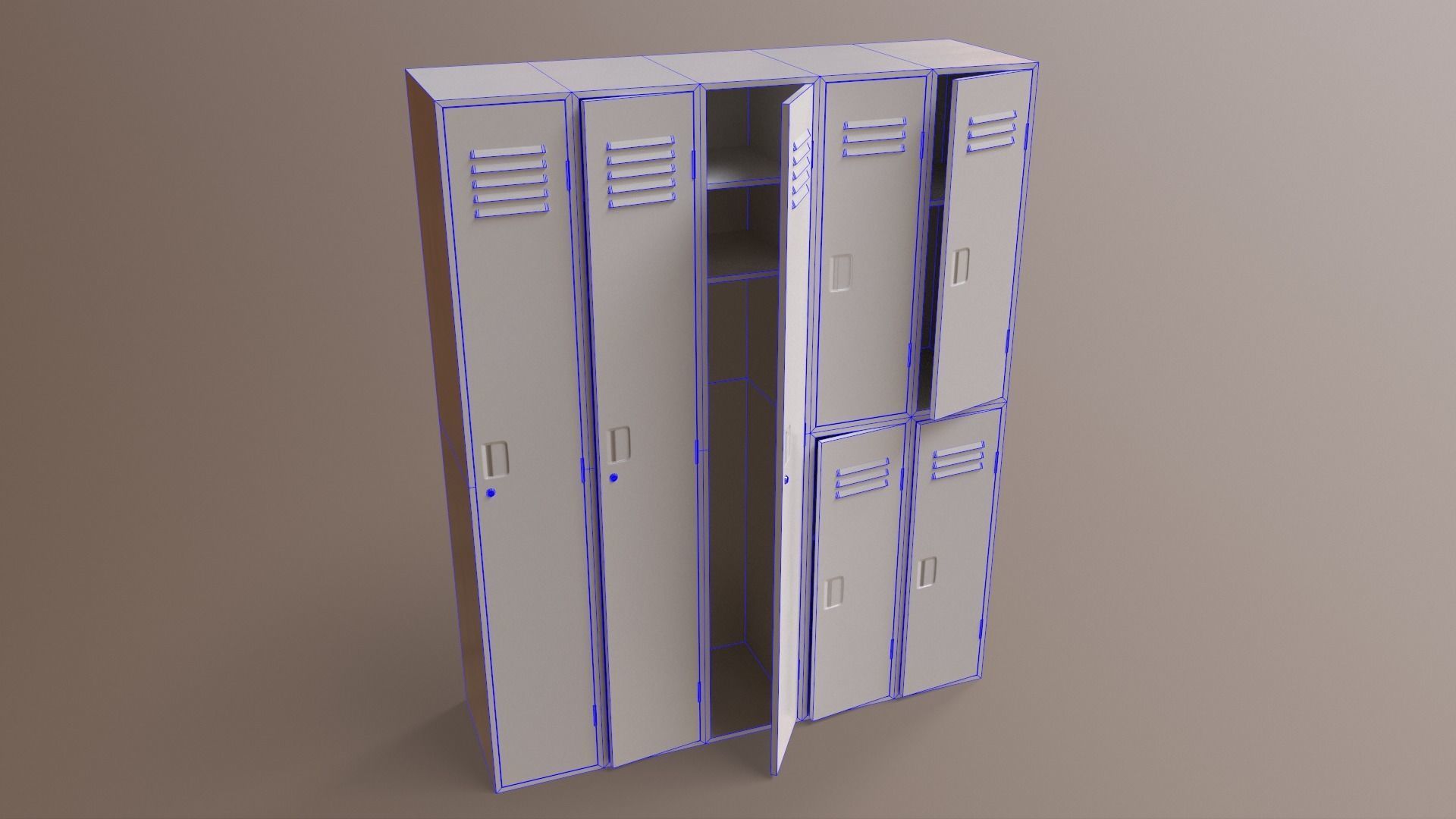 PBR School Gym Locker 07 - Orange Low-poly 3D model_25