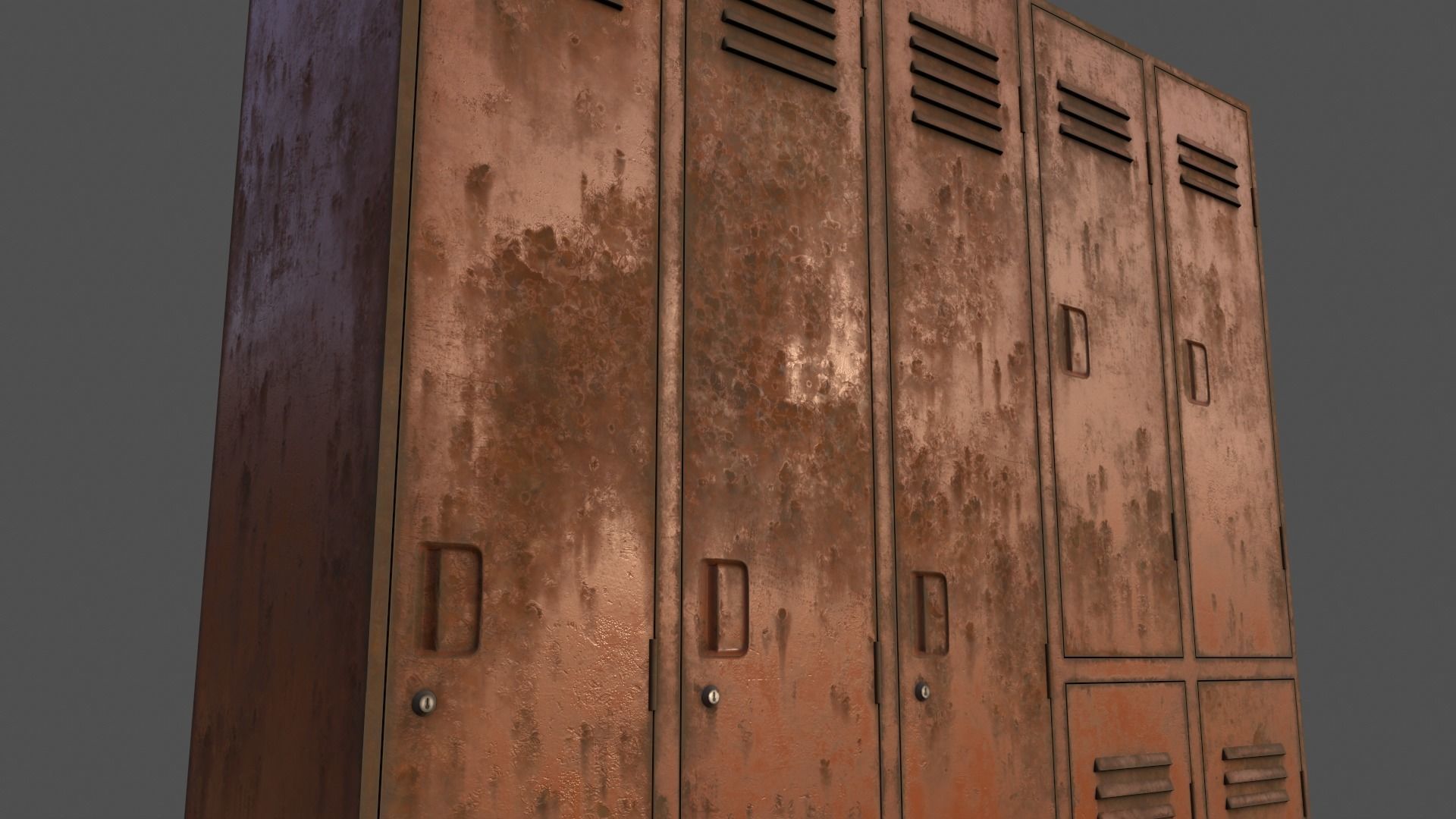 PBR School Gym Locker 07 - Orange Low-poly 3D model_19