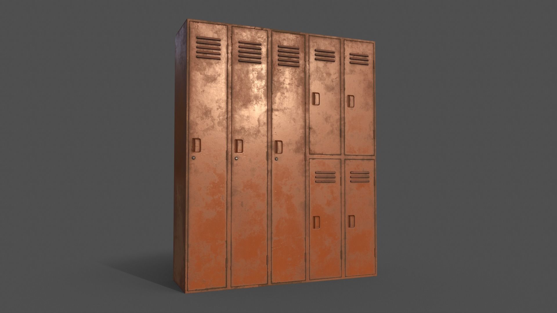 PBR School Gym Locker 07 - Orange Low-poly 3D model_12