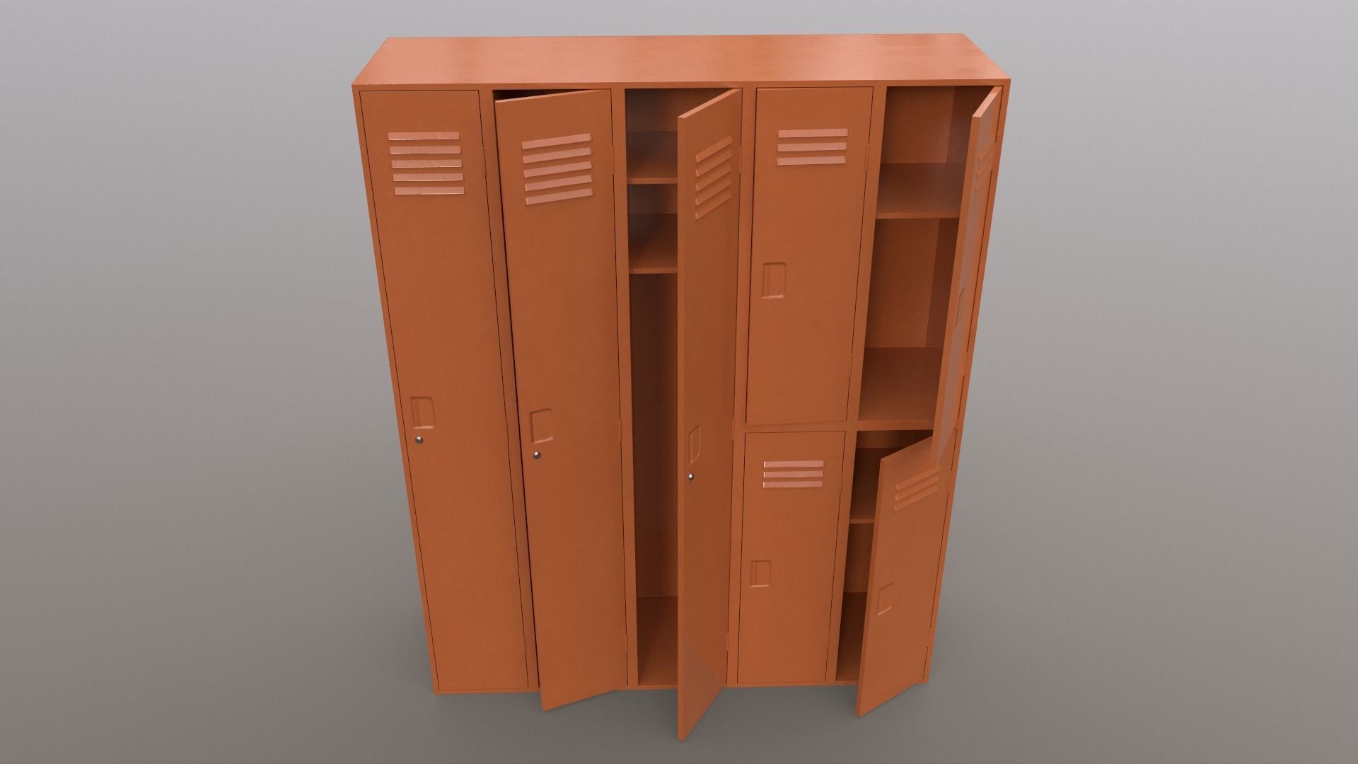 PBR School Gym Locker 07 - Orange Low-poly 3D model_3