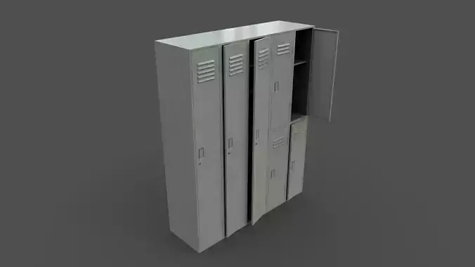 PBR School Gym Locker 07 - Pale Green Low-poly 3D model