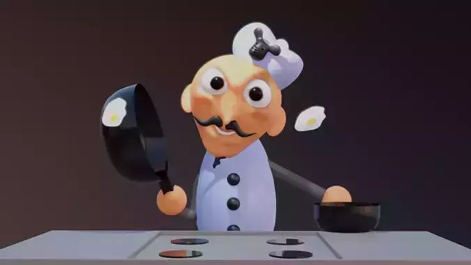 chef cooking eggs and snout