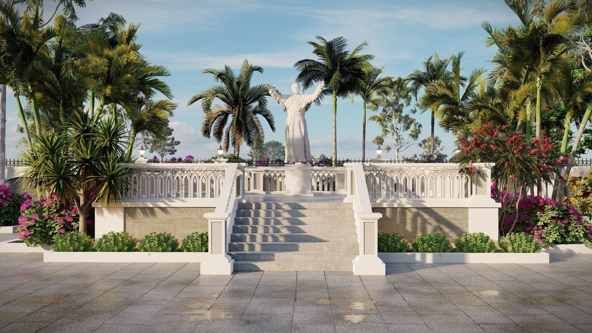 Statue of Saint Pope John Paul 2 3D model_10