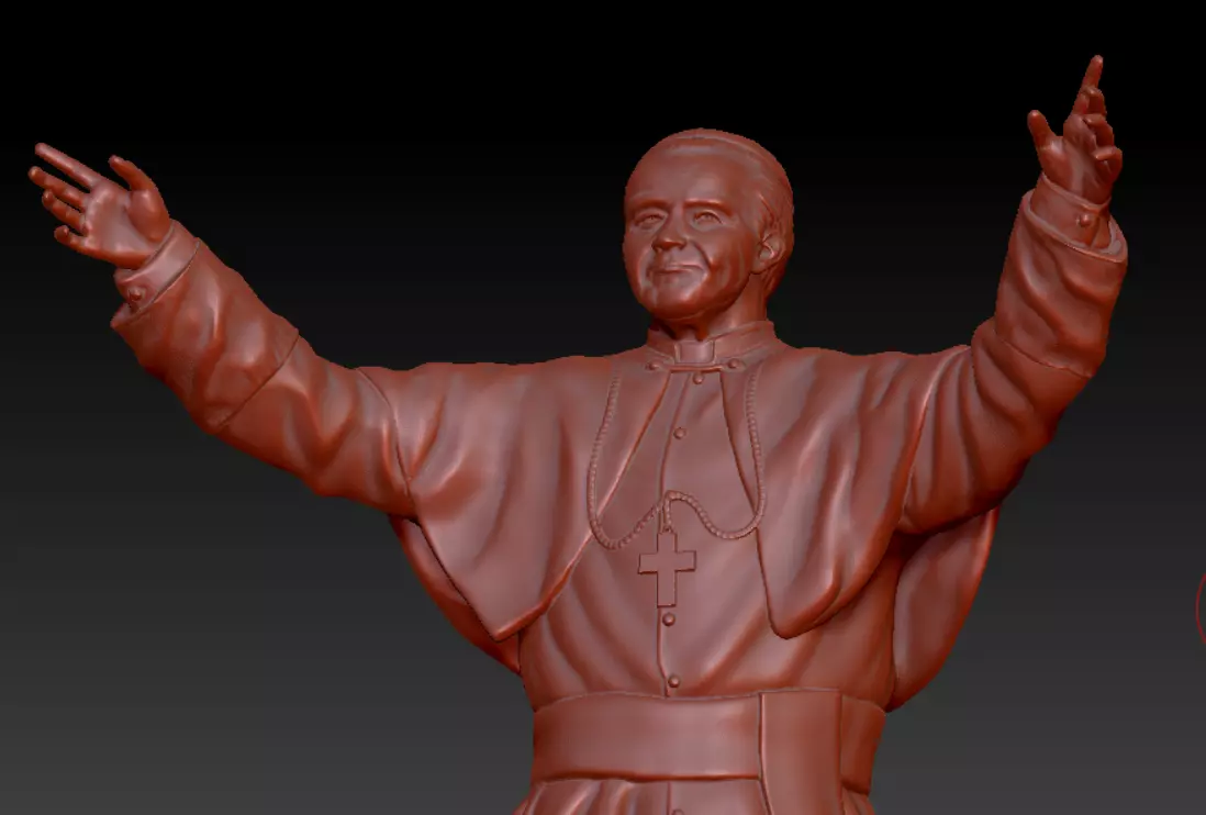 Statue of Saint Pope John Paul 2 3D model_0