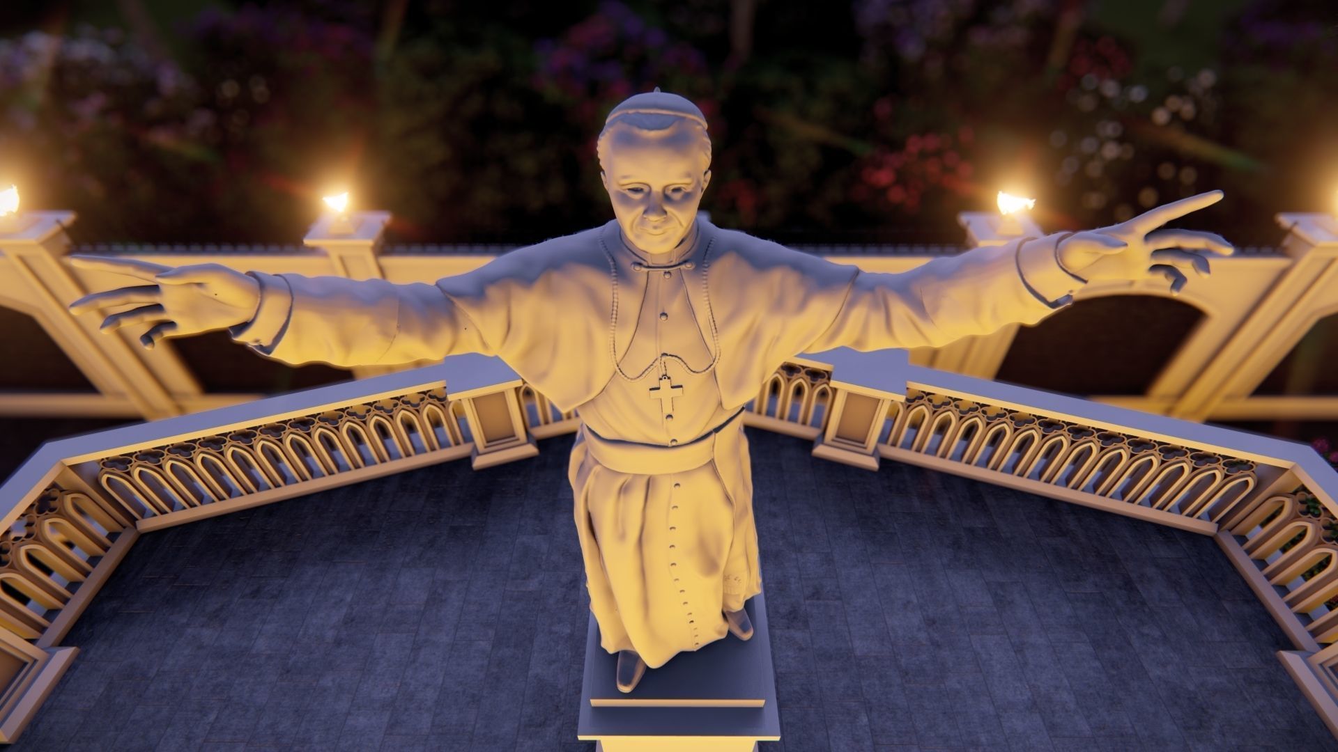 Statue of Saint Pope John Paul 2 3D model_9