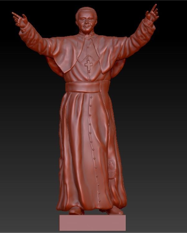 Statue of Saint Pope John Paul 2 3D model_3