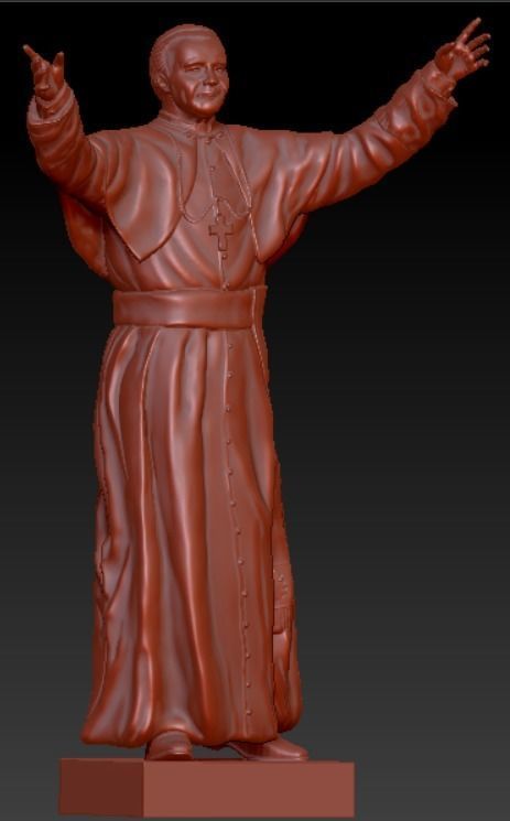 Statue of Saint Pope John Paul 2 3D model_5
