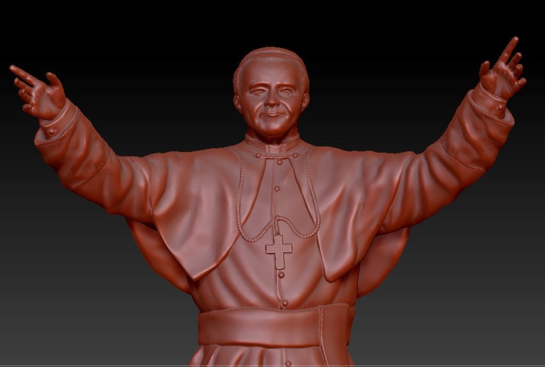 Statue of Saint Pope John Paul 2 3D model_2