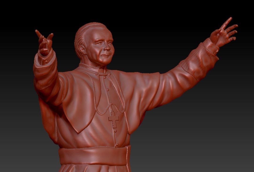 Statue of Saint Pope John Paul 2 3D model_1