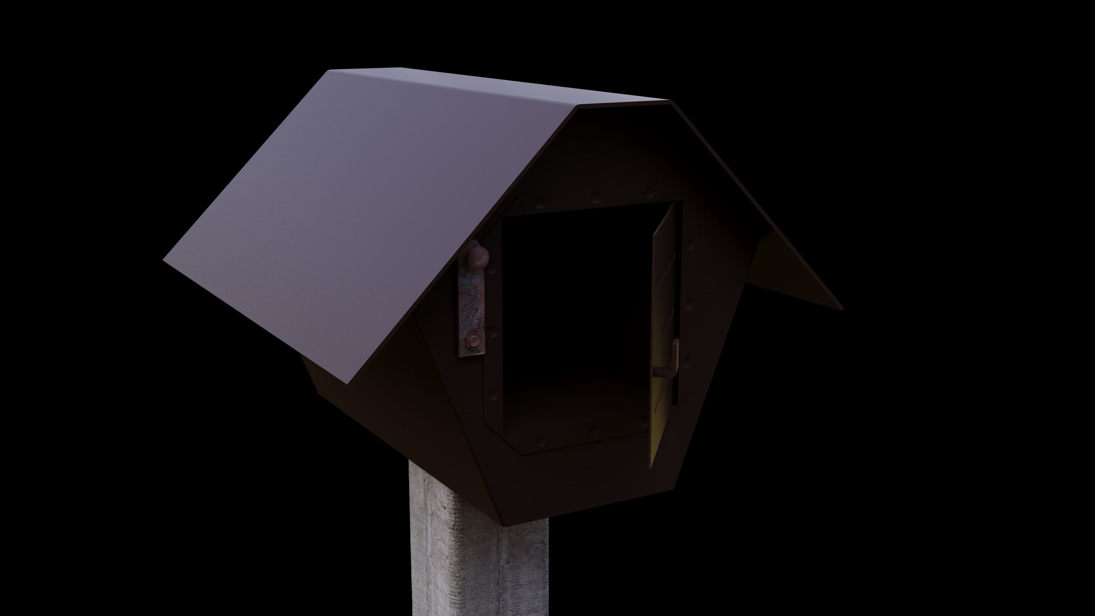Old Metal Mailbox 3D model_2