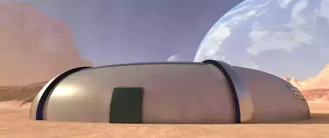 Mars module and landscape Low-poly 3D model