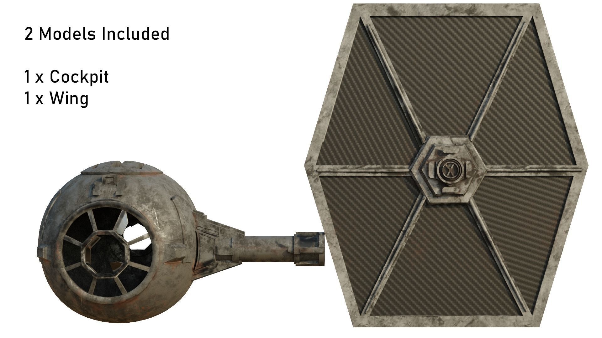 Tie Fighter Wreckage Low-poly 3D model_4