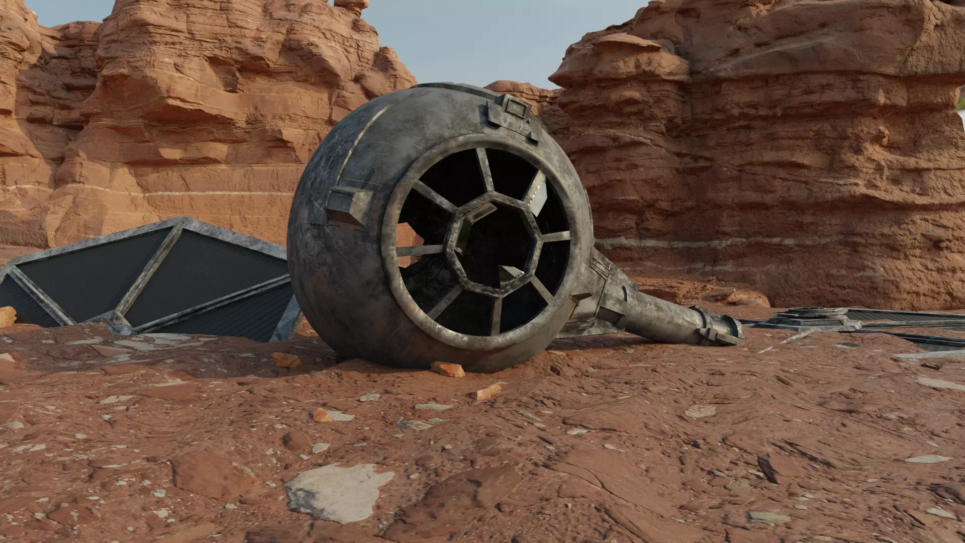 Tie Fighter Wreckage Low-poly 3D model_0