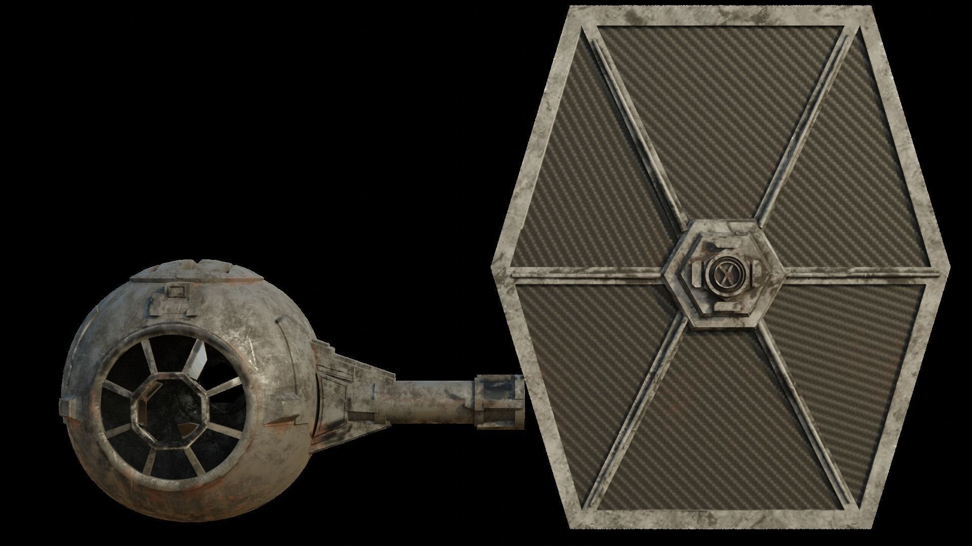 Tie Fighter Wreckage Low-poly 3D model_1