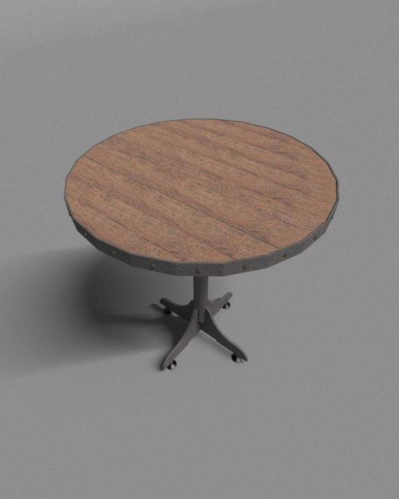 Industrial Round Bar Table 3D model_2