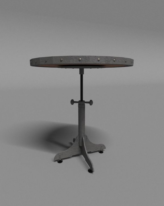Industrial Round Bar Table 3D model_1
