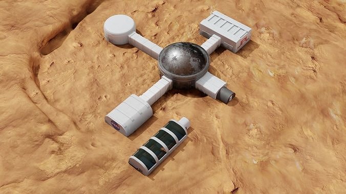 Martian base-farm Low-poly 3D model