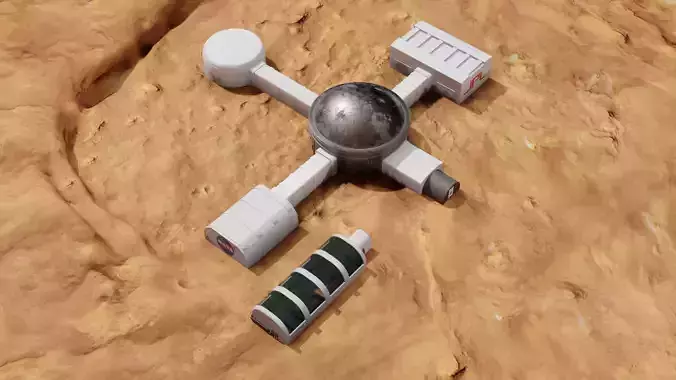 Martian base-farm Low-poly 3D model