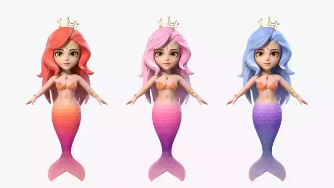 cartoon mermaid sea-maid girl cutey  3D model