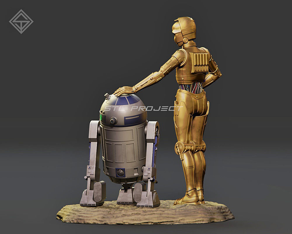 Protocol droid and Astromech droid 3D print model_3