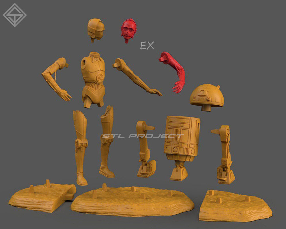 Protocol droid and Astromech droid 3D print model_7
