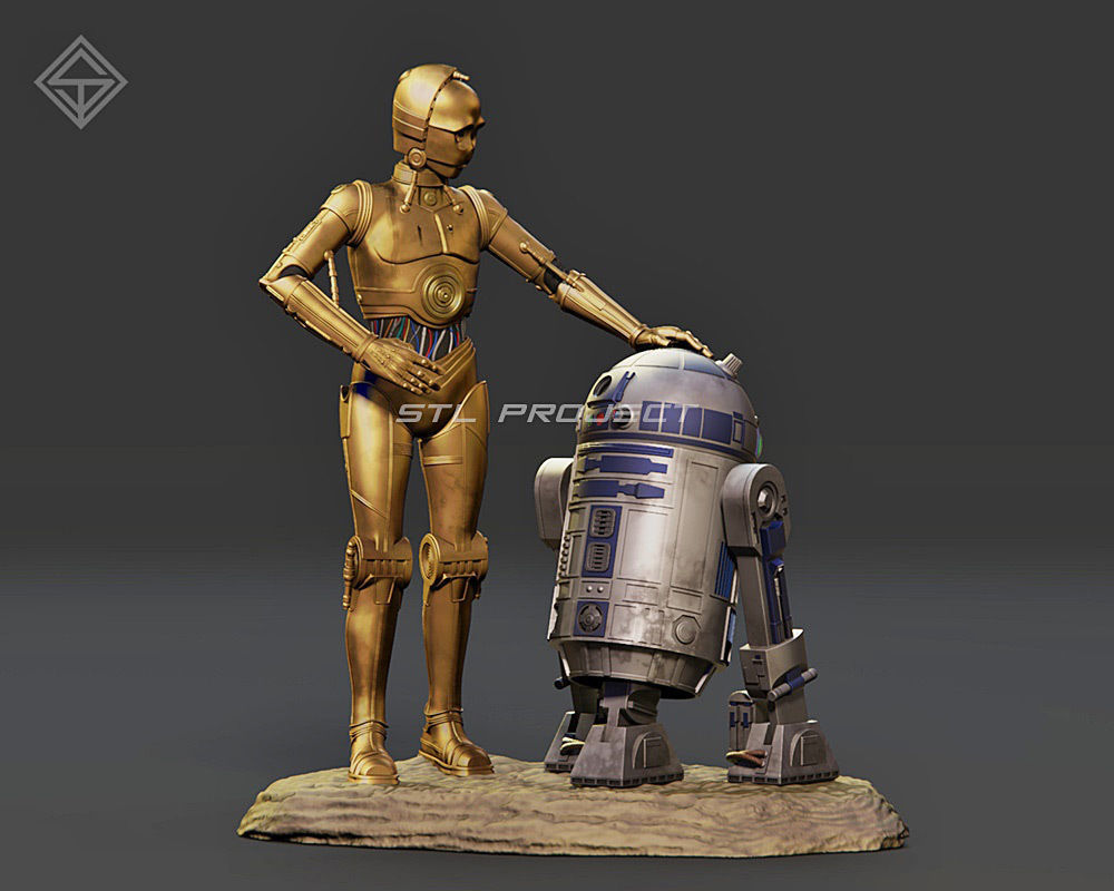 Protocol droid and Astromech droid 3D print model_2