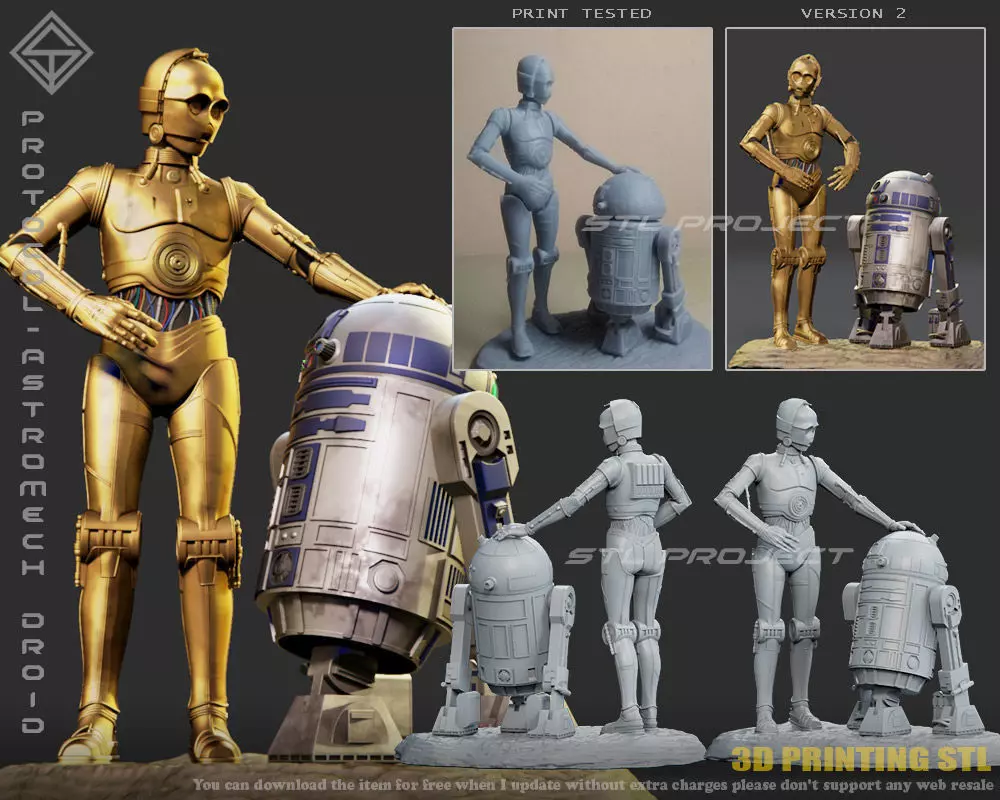 Protocol droid and Astromech droid 3D print model_0
