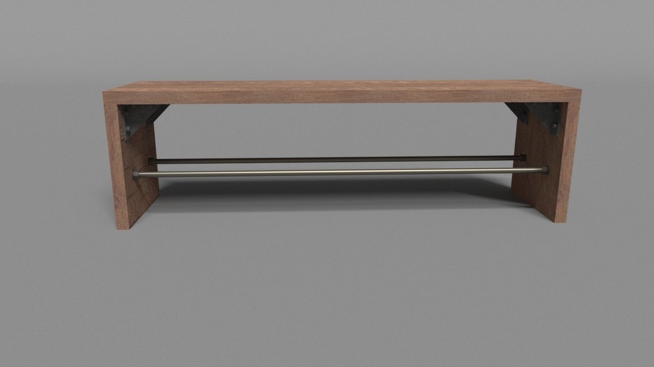 Wooden Bench 3D model_1