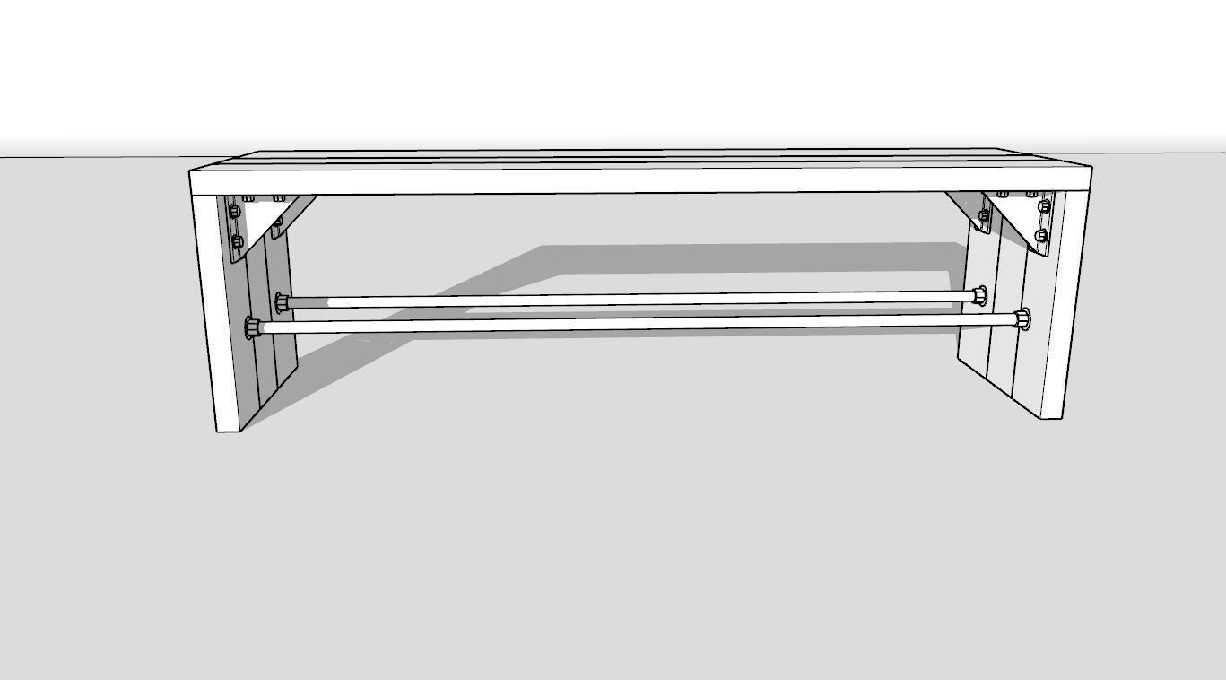 Wooden Bench 3D model_3