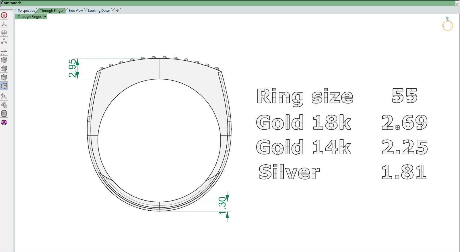 Gold ring line 3D print model_10