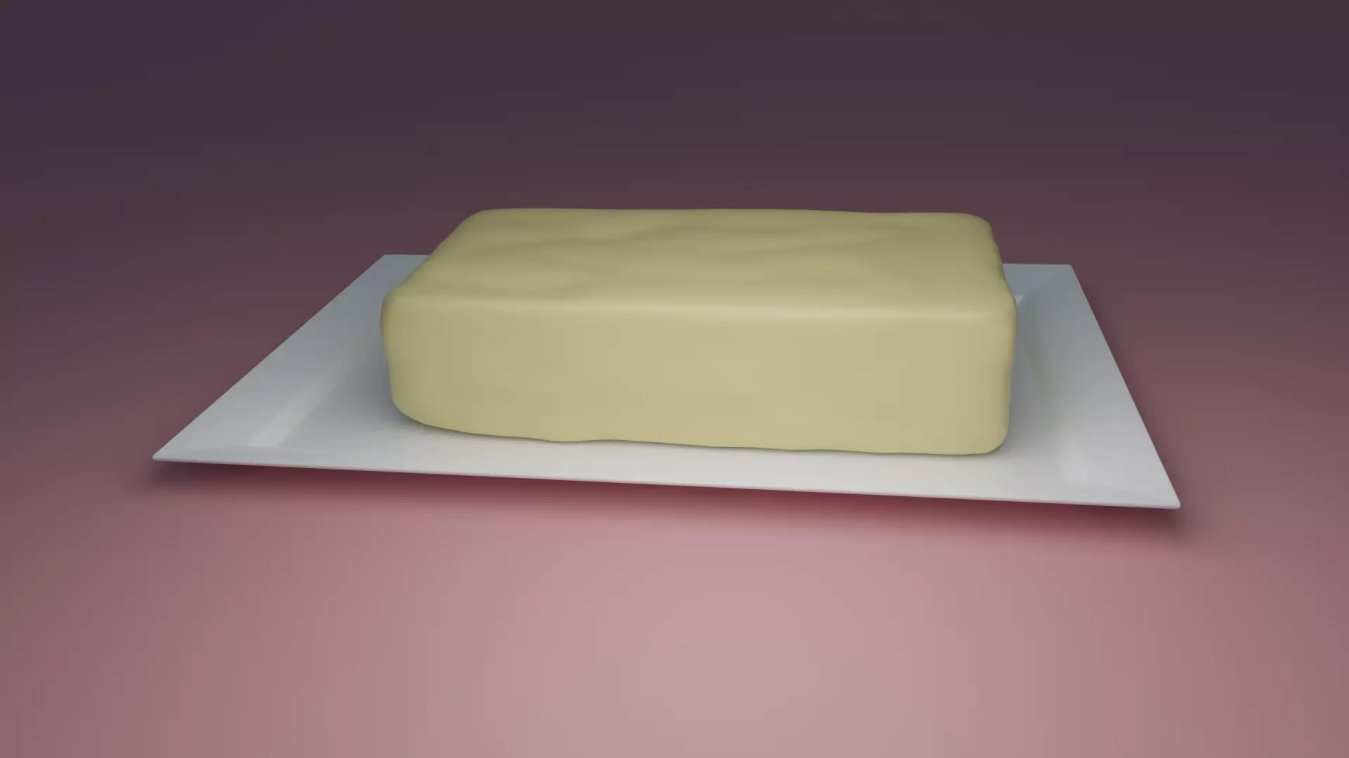 Butter on a plate Low-poly 3D model_0