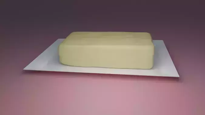 Butter on a plate Low-poly 3D model