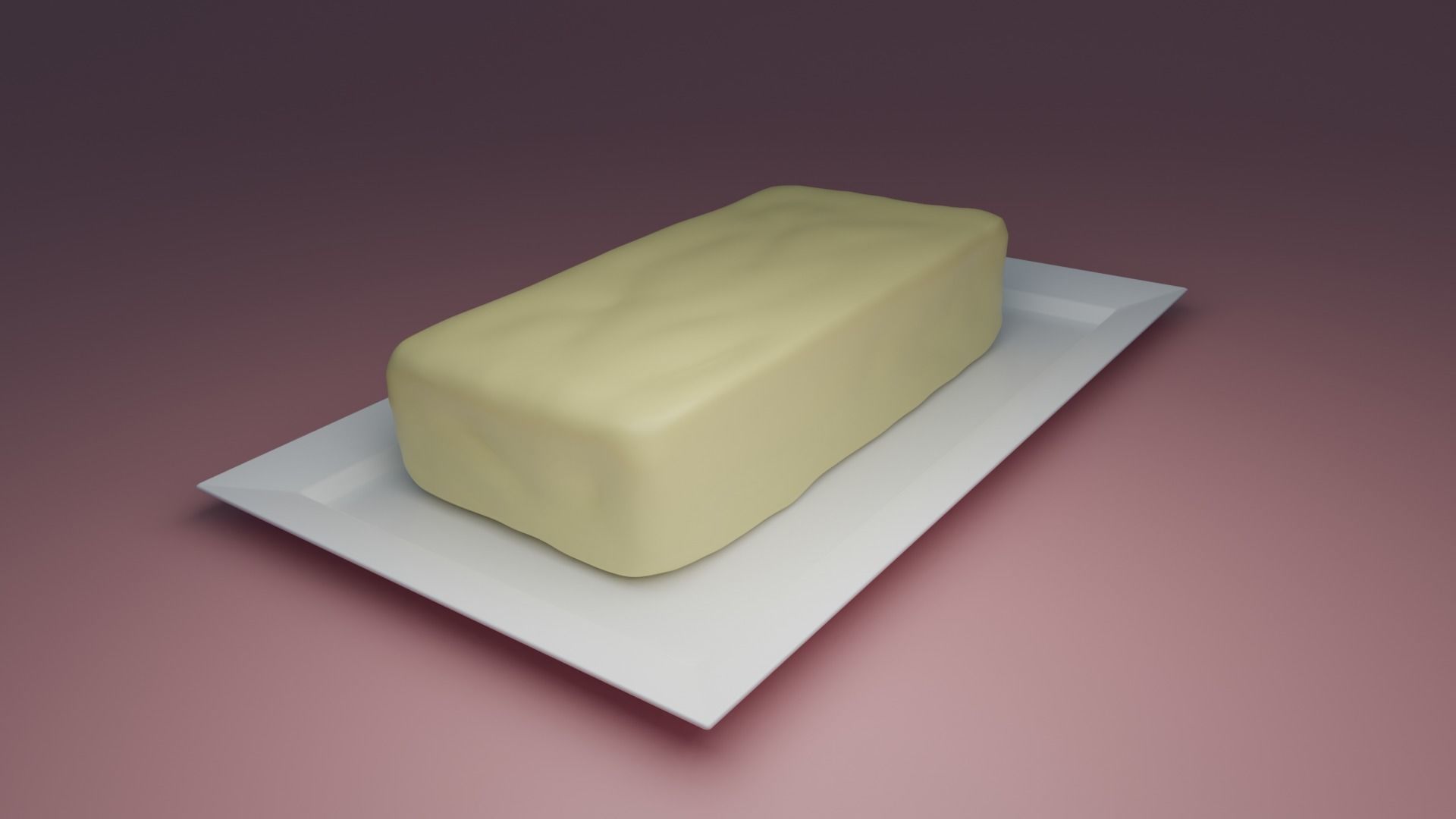 Butter on a plate Low-poly 3D model_2