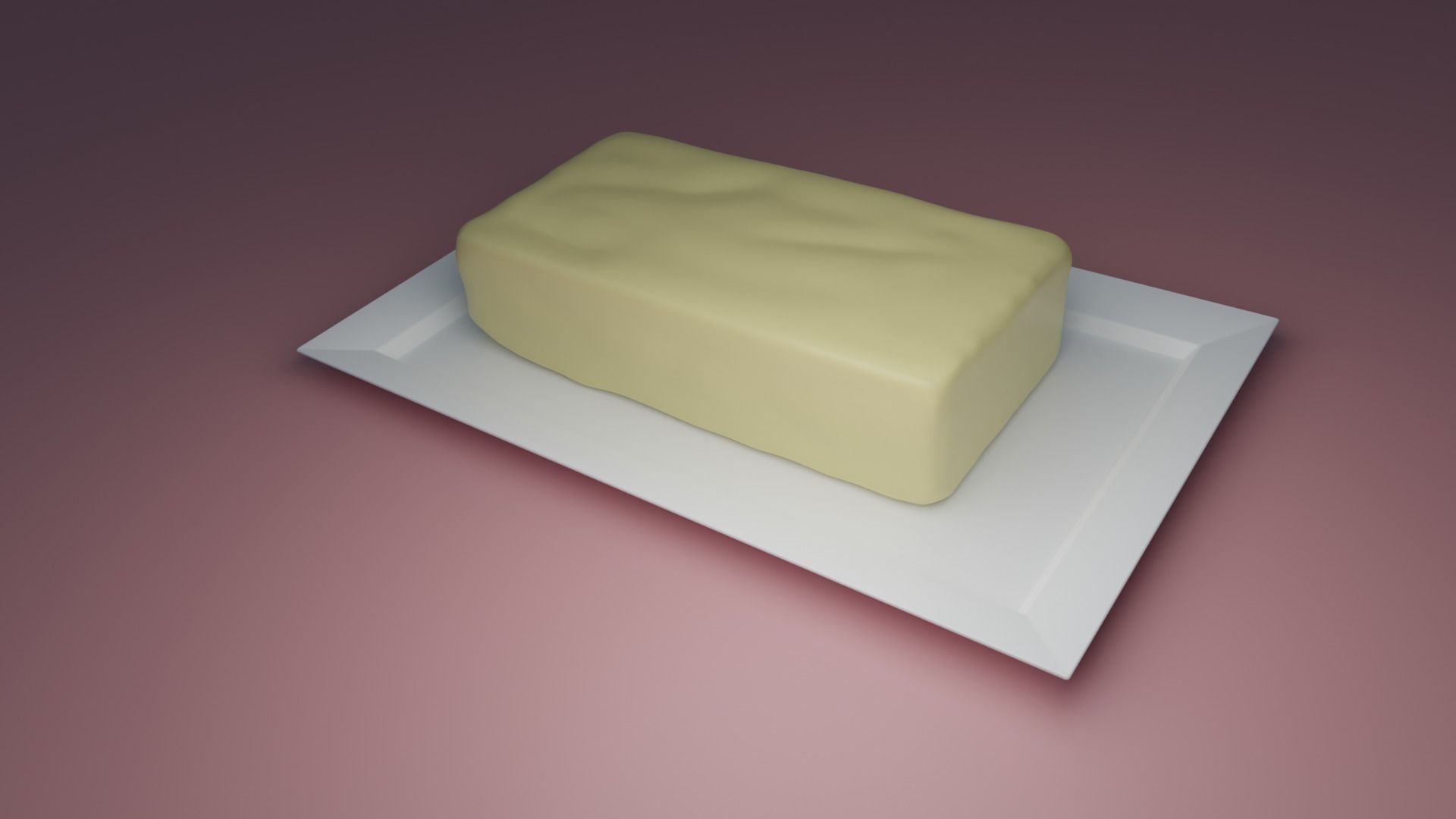 Butter on a plate Low-poly 3D model_4