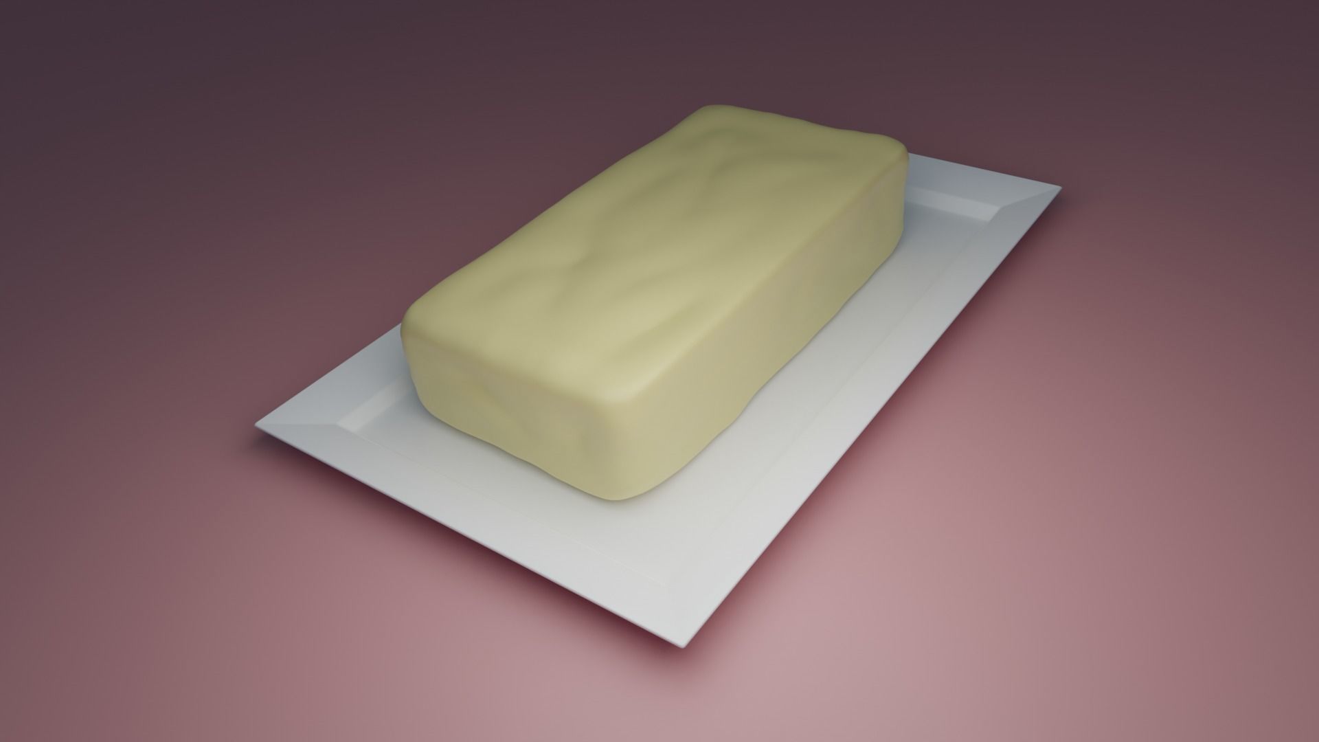 Butter on a plate Low-poly 3D model_5