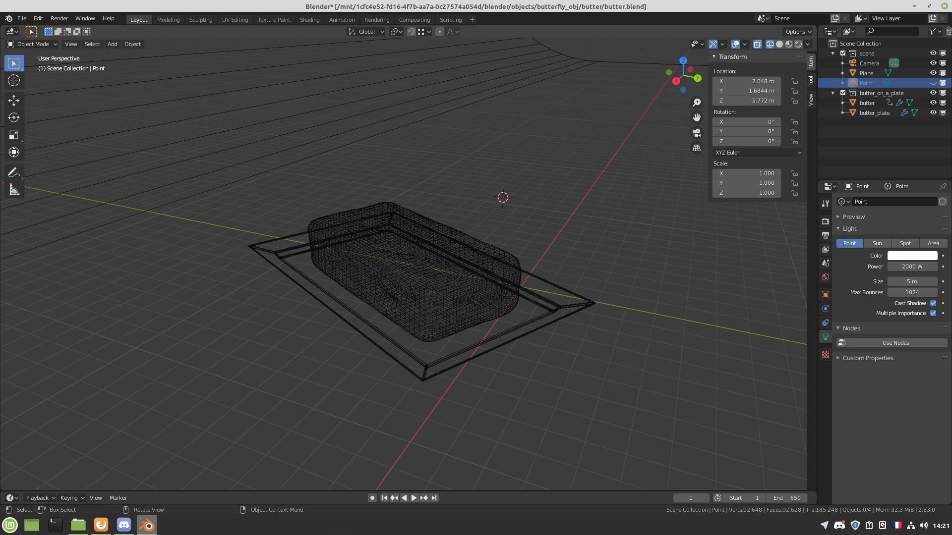 Butter on a plate Low-poly 3D model_6