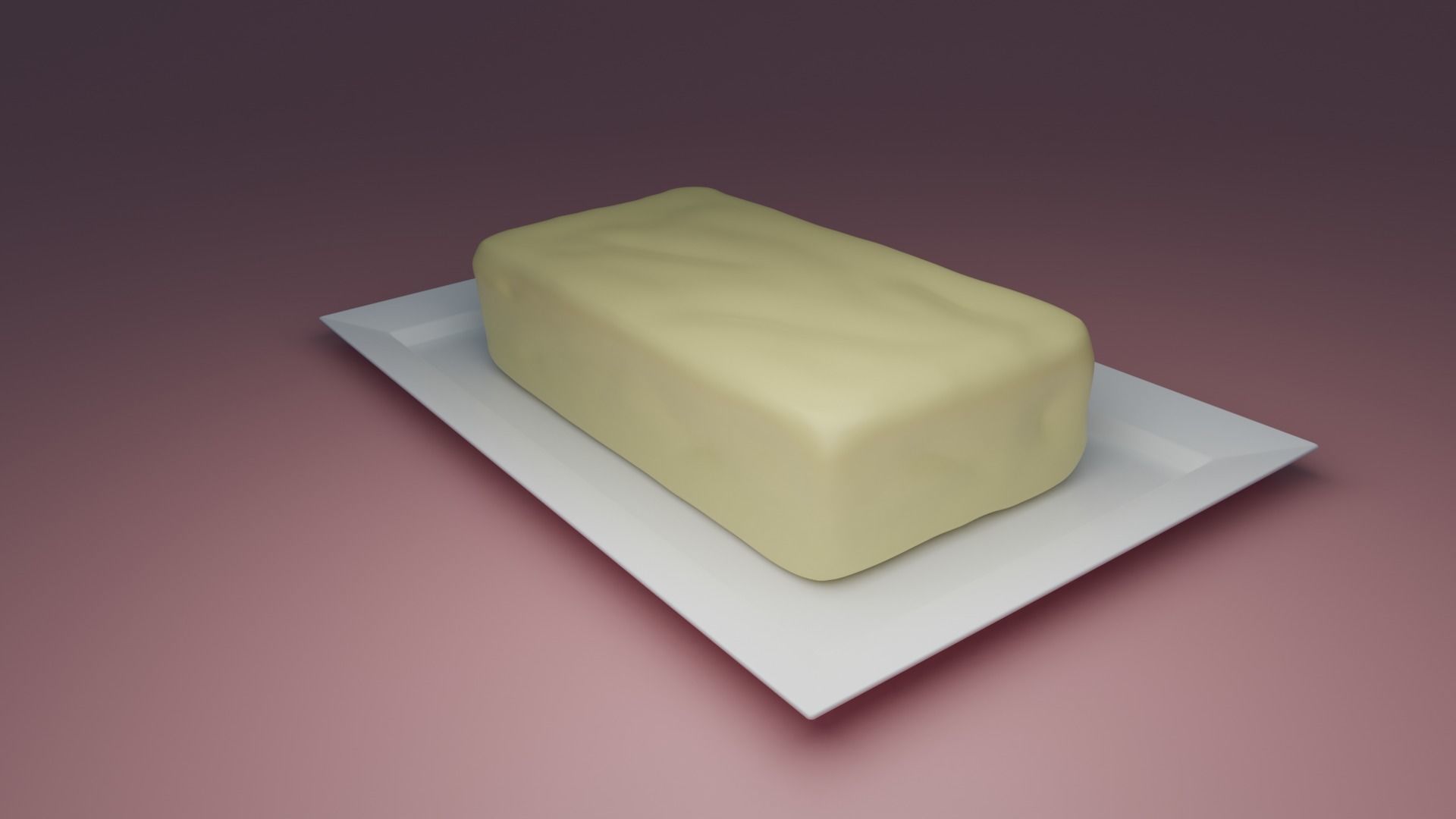 Butter on a plate Low-poly 3D model_1