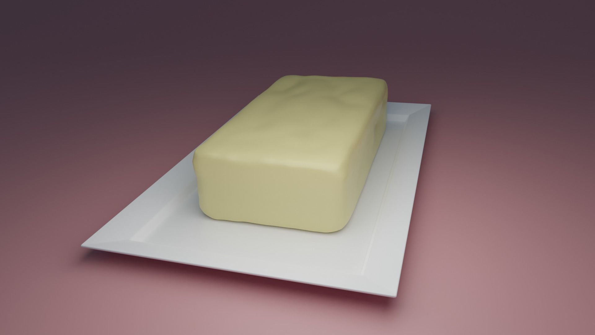 Butter on a plate Low-poly 3D model_3