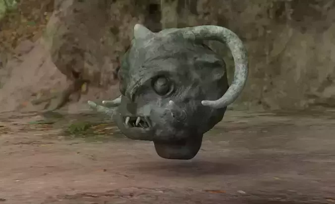 The monster s old petrified head