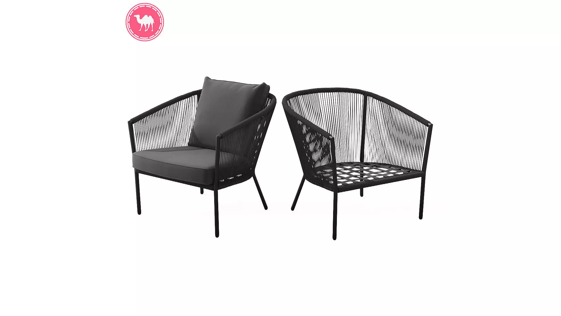 Corda Slate Gray Lounge Chair Low-poly 3D model_0