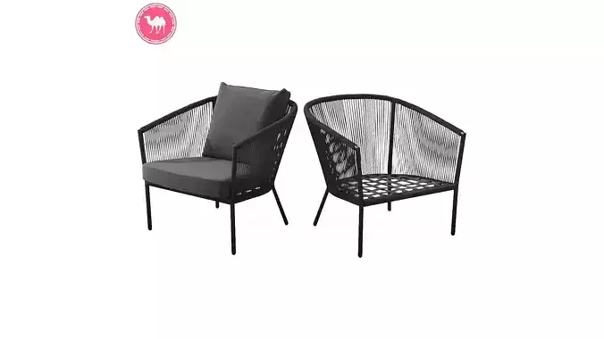 Corda Slate Gray Lounge Chair Low-poly 3D model