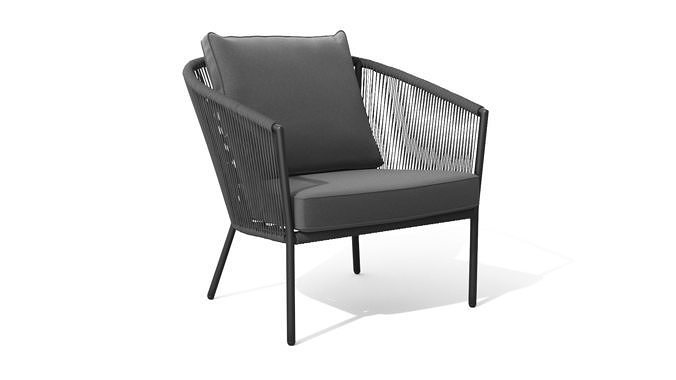Corda Slate Gray Lounge Chair Low-poly 3D model 2