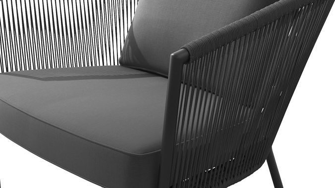 Corda Slate Gray Lounge Chair Low-poly 3D model 7