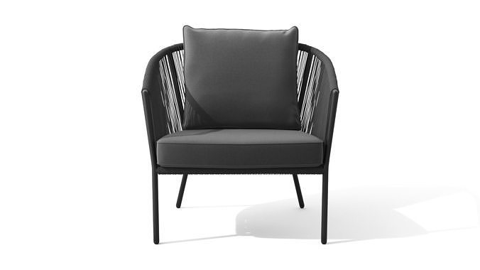 Corda Slate Gray Lounge Chair Low-poly 3D model 3