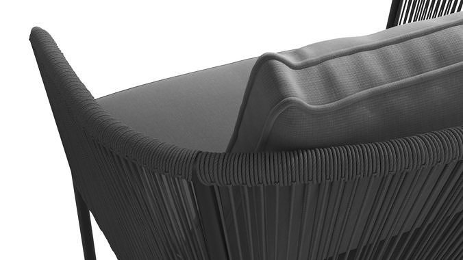 Corda Slate Gray Lounge Chair Low-poly 3D model 6