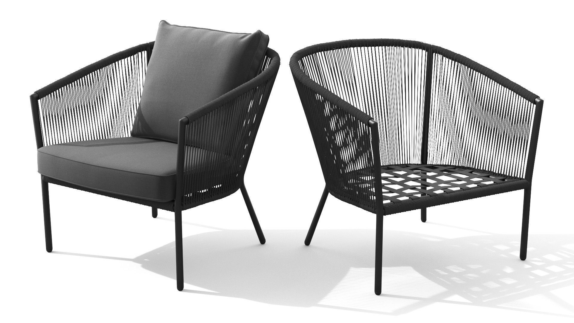 Corda Slate Gray Lounge Chair Low-poly 3D model_9