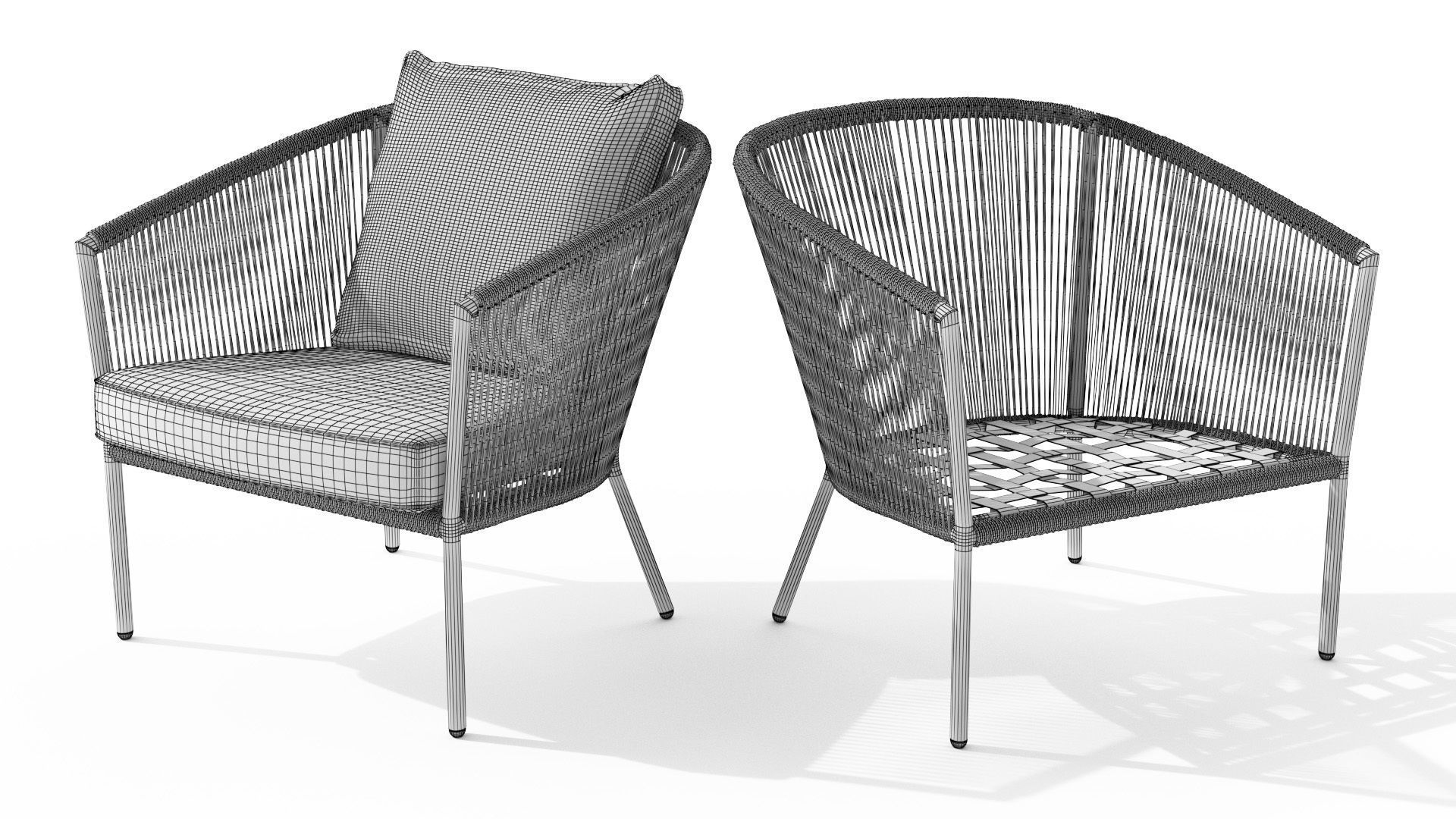 Corda Slate Gray Lounge Chair Low-poly 3D model_10